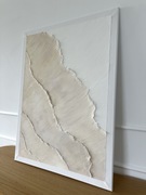 Obraz ręcznie malowany – Delikatna fala, biel i beże 55x75 cm