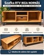 IKEA NORNÄS – drewniana szafka RTV, lita sosna, naturalny kolor
