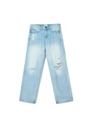 Jasne spodnie jeansowe z dziurami przetarciami denimowe jeansy baggy Cropp
