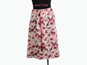 Spódnica lniana TU 42 XL len 100% kwiaty pasek midi różowa