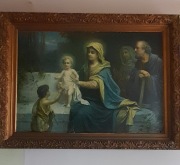 Stara drewniana rama z wydrukiem Hansa Zatzka 