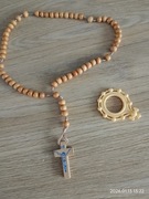 Różaniec drewniany + okrągły plastikowy - kieszonkowy