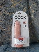 Gumowe dildo penis z jajkami 18 cm King cock 