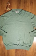 Sweter M&S r. L bawełniany męski zielony okrągły dekolt 