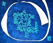 Obraz abstrakcyjny na płótnie. „Zbiór” – cisza i rytm w błękicie