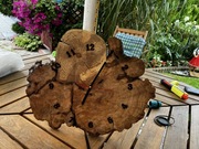 Zegar drewniany# drewno# plaster#naturalny