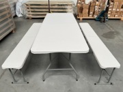 Zestaw piwny biesiadny cateringowy plastikowy składany stół + 2 ławki