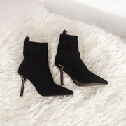 Buty botki na szpilce 41 czarne skarpetkowe 