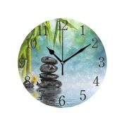Kamienie Zen- okrągły bambusowy zegar ścienny 24cm