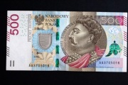 Banknot 500 złotych seria AA 2016 