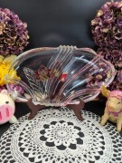 Śliczny szklany półmisek z kolorowym kwiatem - Walther Glas - 37 x 20 cm