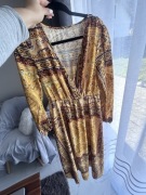 Sukienka długa maxi XL 42 żółta wzory