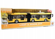 ŻÓŁTY AUTOBUS PRZEGUBOWY MIEJSKI ŚWIATŁO DŹWIĘK OTWIERANE DRZWI