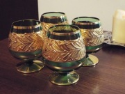 Kieliszki do brandy / koniaku z zielonego szkła -kpl.4 szt.