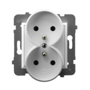 Ospel Aria białe Gniazdo podwójne z/u uziemienie