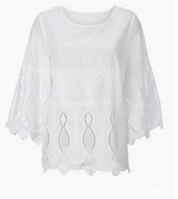 Biała bluzka 100% bawełna z ażurowym koronkowym wzorem r.46