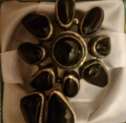 Komplet , wisior i pierścionek, z czarnym onyksem