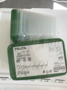IKEA PRUTA Pojemnik na żywność, 17 szt., przezroczysty/zielony nowe