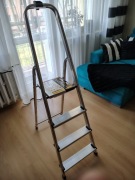 Drabina domowa, aluminiowa, 4 stopnie, podest 0,75 m