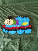 Drewniana puzzle lokomotywa literki i cyferki 