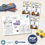 Zestaw Urodzinowy |Personalizacja |Koparki i Budowa |PDF do druku