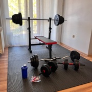 Zestaw Do Ćwiczeń 126kg Siłownia Ławeczka Hantle Obciążenie Gryf