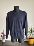 Granatowy wełniany męski elegancki sweter tchibo L wolle wool lana