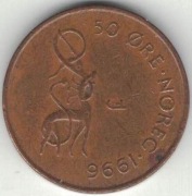 Norwegia 50 ore 1996 brąz - 18,5 mm - nr 3