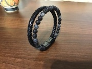 Skórzana bransoletka z naturalnym kamieniem 