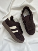 Brązowe czekoladowe sneakersy damskie 37 eko zamsz wiosna lato stylowe