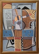 Abstrakcja, sygnowany M. Ewa Łunkiewicz, 61, olejny