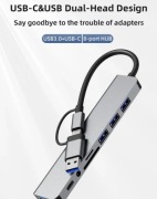 Rozbudowany Hub USB 7w1 czytnik kart audio