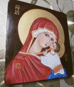 Matka Boża z Dzieciątkiem, ikona Maryi ręcznie malow./pisana