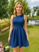 Granatowa sukienka w tłoczenia EMO M