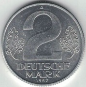 Niemcy NRD DDR 2 marki 1957 A - 27 mm - nr 1