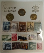 Pamiątka z Watykanu monety+znaczki