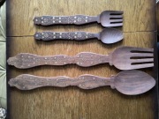 Zestaw 2 łyżki 2 widelce drewniane do powieszenia