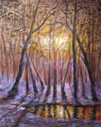 Obraz olejny ZIMOWY ZACHÓD 35x45cm