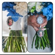 Medalion zawieszka do bukietu ślubnego ze zdjęciem tekstem marynarki ślub