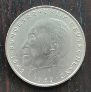 Moneta 2 MARKI 1973 D pamiątkowa Niemcy 20. roczn. konstytucji RFN Adenauer