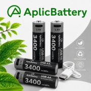 Akumulatory baterie AA 1,5 V Li-ion 3400 mWh ładowane przez USB-C