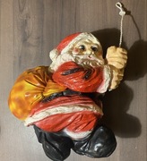 Vintage duży podwieszany Mikołaj figura ozdobna 30x31 cm