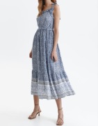 Sukienka maxi boho niebieska Top Secret 36 pasek w talii falbana wiskoza