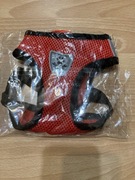 Szelki odblaskowe czerwone ze smyczą dla kota, psa, zwierząt domowych.