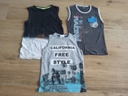 3 koszulki bez rękawów 140 bezrękawnik top chłopięcy