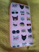 Portfel rozowy damski z kotkami 