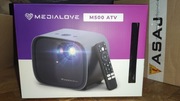 Projektor medialove m500 z AndroidTV, Google Play, Google Asystent.