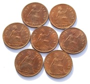 1 pens 1961 do 1967  Elżbieta II komplet roczników  7 sztuk stan !!!