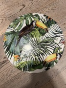 Dwie podkładki na stół palmy ptaki okrągłe