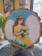 Obraz malowany ręcznie-Anioł na łące